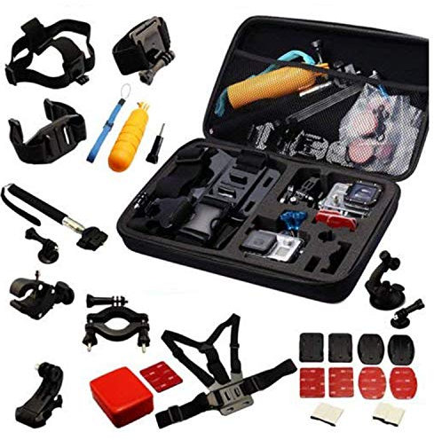 Navitech 30 in 1 Action Camera Accessory Combo Kit with EVA Case Compatible With The VIVITAR DVR786HD Action Camcorder