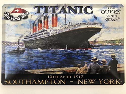 Blechschild 20x30cm gewölbt Titanic Queen Of The Ocean 1912 New York Reklame Deko Geschenk Schild