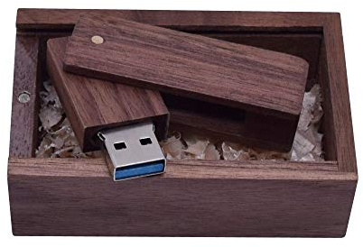 UFARID USB Sticks 16GB /32GB/64GB/128GB Holz USB Speicherstick USB Flash Drive Wood USB 3.0 Thumb Drive mit Holzkiste (64GB, Carbonisierung Holz)