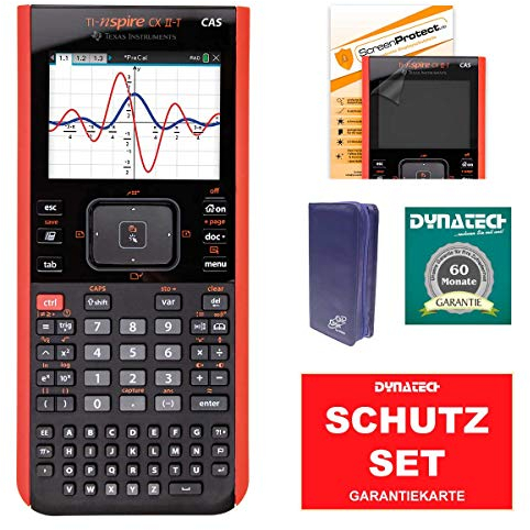 TI-Nspire CX II-T CAS Grafikrechner + CalcCase Violette Tasche + Garantieverlängerung + ScreenProtect Displayschutzfolie UltraClear