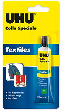 UHU Colle spéciale textiles - Colle idéale pour les ourlets et réparer les trous et déchirures dans les vêtements, transparente, tube 20g