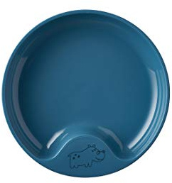 Mepal - Assiette d'auto-alimentation pour bébé Mio - Assiette d'apprentissage pour enfants - Assiette sans BPA pour tout-petit - Vaisselle pour enfants – Deep blue