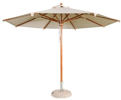 Danieli Ombrellone da Giardino Rotondo ø 250cm a Palo Centrale in Legno. Ombrellone Antivento con Telo Idrorepellente 100% Acrilico. Stecche intercambiabili