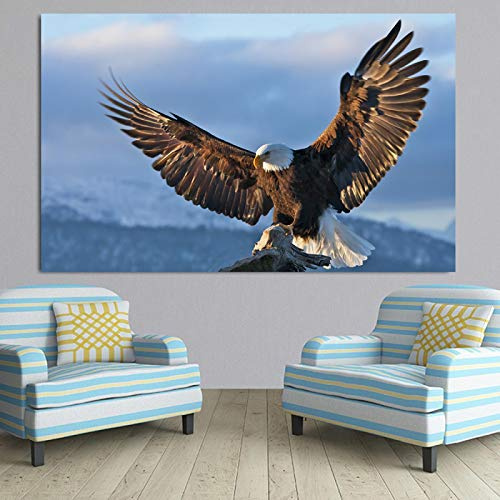 SHKJ Blauer Himmel Fliegende Adler Tiere Poster Drucken Leinwand Bilder Wohnzimmer Adler Gemälde Wandkunst Quadros Dekor 60x90cm / 23,6 x 35,4 Kein Rahmen