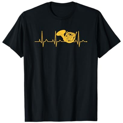 French Horn Music Lover Heartbeat French Horn T-Shirt