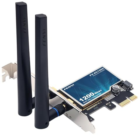 FENVI AC1200 Wireless WiFi PCIe Card for Desktop PC, Dual Band 2.4GHz & 5GHz with Bluetooth 4.0, Low Profile Bracket, Windows 11/10/8/7 Compatible with Gaming, Streaming, Home Office