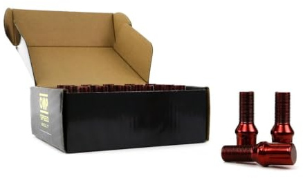 OMP SPEED Set 20 Bulloni Ruota con M14X1.5 Metrico 17/19 Filettatura Lunga 27MM Colore Rosso e Materiale DIN 10.9