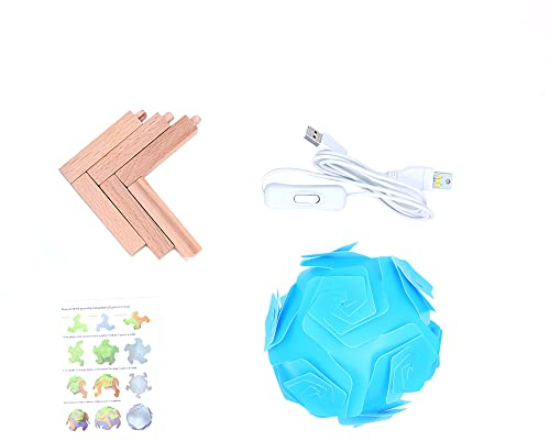 Tiardey 20PCS en Plastique USB DIY Puzzle Lampe De Bureau ?pissage Veilleuse avec Kit De Base en Bois - Bleu