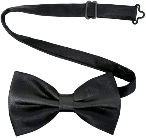 IRYNA Black Bow Tie - 1Pcs Adjustable Pre Tied Bowties for Men - Formal Classic Black Neck Bowtie for Halloween Party Wedding