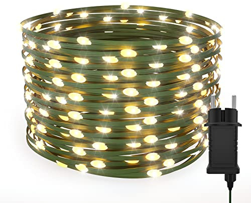 Uping Lichterkette außen 25M 200 LED Lichterkette Weihnachtsbaum Warmweiß 8 Modi mit Timer Wasserdicht Weihnachtsbeleuchtung Außen Innen Weihnachtsdeko Tannenbaum Garten Balkon