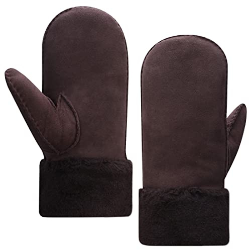 Harssidanzar Herren beheizte Schaffell Winter Fäustlinge Braun M KM042EU