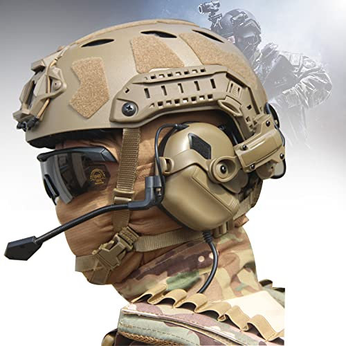 Casque tactique rapide (Bluetooth rechargeable) avec lunettes d'airsoft pour paintball, jeux, chasse, cosplay (T)