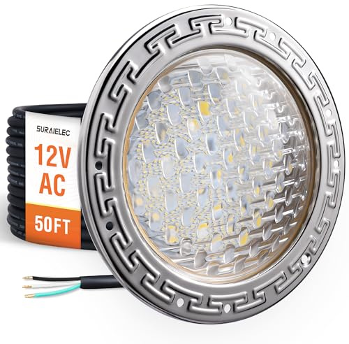 SURAIELEC 12V AC Pool Lights for Inground Pool, 10 inch Underwater Pool Light Replacement, 35W LED, 3000LM, 6000K Cool White, Swimming Pool Light for Pentair Wet Niches, 50FT Cord