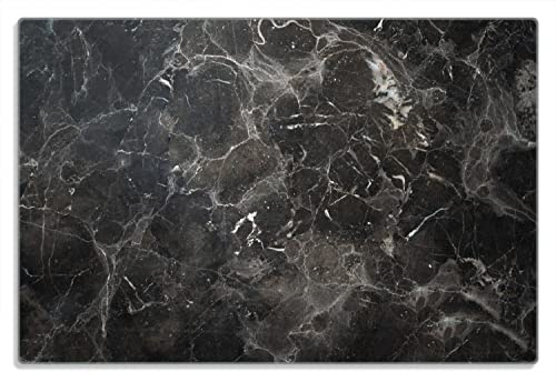 Wallario Frühstücksbrettchen aus Glas, Glasunterlage, Glasbrettchen Schwarze Marmor-Optik, Größe 20 x 30 cm, Sicherheitsglas