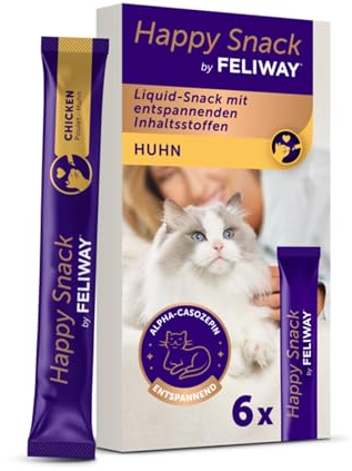Happy Snack by FELIWAY Delicious Calming Creamy Cat Treats, 6 snack sticks - Helps cats feel calmer and promotes bonding
