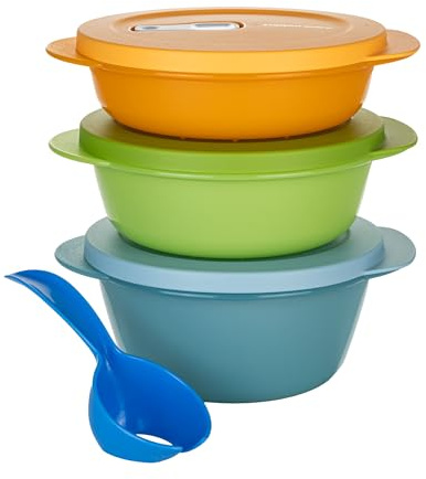 Tupperware CrystalWave Set (3) 400 ml orange + 600 ml blau + 800 ml türkis (inkl. Eierlöffel)