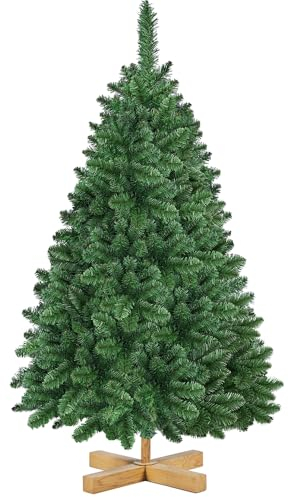 Yaheetech 122 cm Künstlicher Weihnachtsbaum, Schwer Entflammbar PVC Christbaum mit 251 Spitzen Kunstbaum inkl. Metallständer mit Holzmaserung Fichte, Grün