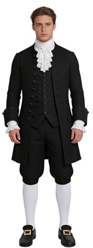 BPURB Men's Colonial Pants Costume Medieval Pirate Cosplay Pants Renaissance Tudor Costume Breeches Socks Shoe Buckle Black