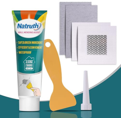 NATRUTH Wall Repair Kit, Wall Mending Agent, Wall Filler,Waterproof Wall Repair Paste with Scraper, Effectively Repair Wall Filler, Cracks, Hole Fill, Quick and Easy Solution