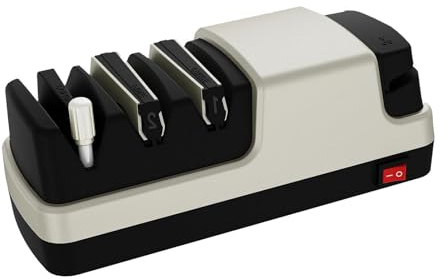 Affilacoltelli Professionale, 4 in 1 Affilacoltelli Professionale Elettrico, Con Abrasivi Diamantati Al 100% E Guide Angolari Di Precisione Affilacoltelli Elettrico,Silver