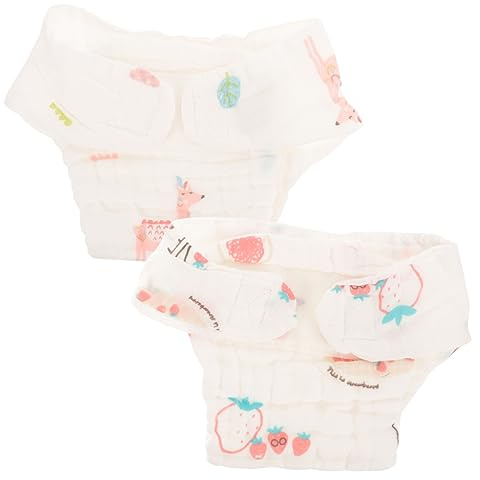 TOYANDONA Wiederverwendbare Babywindeln 2 Stück-pack aus Baumwolle und Mull Saugfähige Mädchenwindeln für Babys 0-3 Monate 0-5kg Bequem und Absorbierend für Reisen und Zufälliger Stil
