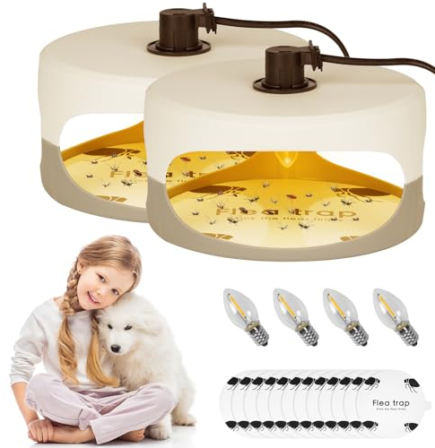 flintronic 2PCS Trampa para Pulgas, Trampa Antipulgas, Mata Chinches, Repelente de Plagas Trampa para Pulgas, Libre de Químicos, Uso en Interiores, Paquete de 12 Discos Adhesivos