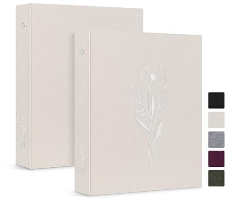 Lanpn A5 6 små ringpärmar 2-pack, linneskydd 1,9 cm runda ringar rymmer A5 för hemmakontor skoljournalföring samlingar (beige)