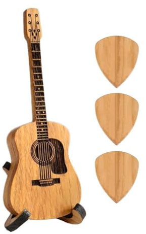 Boîte en bois pour médiators – Support et étui avec 3 médiators gravés – Cadeau musical unique