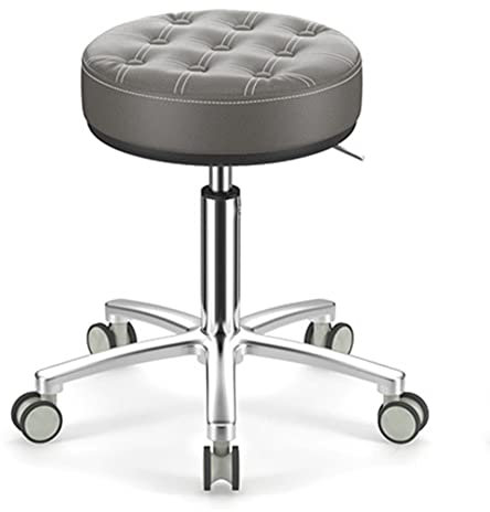 Sattelhocker mit schwarzem Edelstahlsitz, höhenverstellbar 47-62 cm, Tragkraft 160 kg, runder Verstellbarer Hocker für Medical Spa Büro Schreibtisch Tattoo Gitarre-A