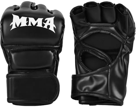 Ieron MMA-Handschuhe, Halbfinger-Boxkampfhandschuhe, Kickbox-Sparring-Praxis, UFC-Handschuhe für Frauen und Männer (Schwarz)