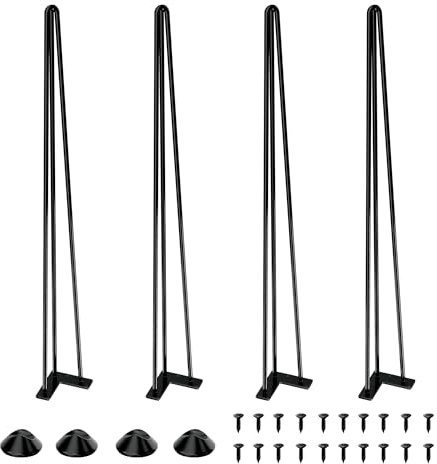 SANKEYTEW **cm tischbeine Metall, 4er Set haarnadel tischbeine,füße für möbel couchtisch Beine esstisch,mit Bodenschoner und Schrauben Verfügbar (86cm 3 Rod)