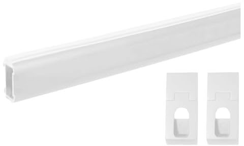 Gedotec Kleiderstange Schrank 100cm oval aus Aluminium | 1 Set Kleiderstange Wandmontage Weiß | DESIGN EDGE | Schrankstange 30 x 18 mm | mit 2x Halterung und Schrauben | Schrankrohr 1000mm