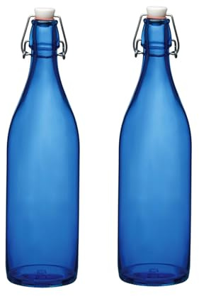 Bormioli Rocco Giara - Bottiglia in vetro con coperchio a prova di perdite, 966,8 g (set da 2), bottiglia senza BPA per bevande infuse, succhi, condimenti, conservazione in vetro decorativo, vetreria