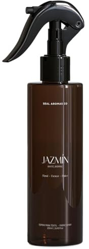 SEAL AROMAS - Spray Para Téxtil Bruma JAZMÍN 250ml Duradera Fragancia en Cortinas, Ropa de Cama, Otros Tejidos del Hogar