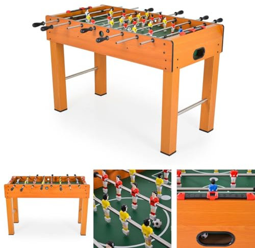 Moni Tischfußball 1019A Holz, Handschiebezähler, Kickertisch, 22 Figuren, Soccer braun