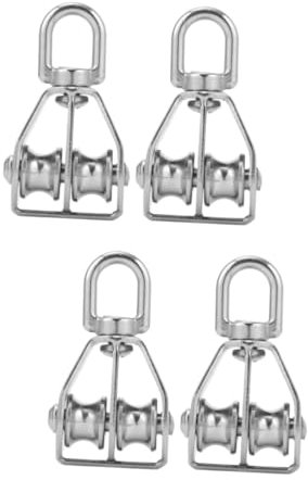 BUGUUYO 2sets Heavy Duty Doppel Flaschenzug Edelstahl Swivel Haken Für Rigging 2 Stücke * 2