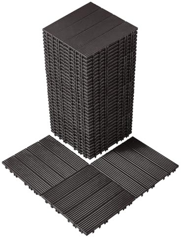 VEVOR Interlocking Deck Tiles, 36 Pack,11.6x11.6 36 sq. ft Plastic Waterproof Outdoor Flooring All Weather Use, Patio Floor Decking Covering Tiles for Porch Poolside Balcony Backyard, Dark Brown