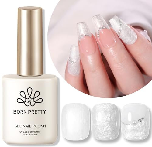 Born Pretty UV Nagellack Weiß Pearl Effekt Gel Nagellack UV Perlmutt Schimmer Meerjungfrau UV LED Soak off Manicure Gel Lacquer Varnish