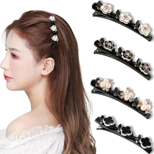 Mollette per capelli da donna, 4 pezzi Fermaglio per capelli con perle di strass, graziosi fermagli per capelli, accessori capelli donna, clip dei capelli del cristallo, per donne, ragazze