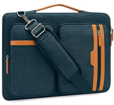 MOSISO Laptop Case 16 inch, 15.6 inch Laptop Shoulder Bag, Teal Green | Compatible with MacBook Pro 16,Dell, 360 Protective Side Open Computer Bag with 2 Rectangle Zipper Pockets&Extendable Handle