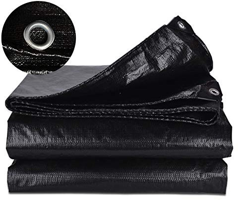 Lona impermeable resistente de 20 x 20 pies, lona negra para acampar al aire libre, pesca, coches, protección UV, ojales reforzados, cubierta antipolvo para interiores, material de polietileno,