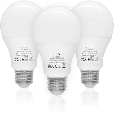 LUTW 9W E27 LED Warmweiss 3000K, 900 Lumen Glühbirne E27 A60, 3 Stück | Leuchtmittel E27 Warmweiß, Ersetzt 60W Glühlampe, 220°Abstrahlwinkel Energiesparlampe, Nicht Dimmbar
