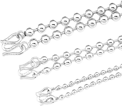 Sterling Silver Necklace, 2 mm 2.5 mm 3 mm 4 mm Bead Chain Multiple Sizes Necklace Choker Clavicle Chain For Layered Looks, Gifts Pendant Replacement