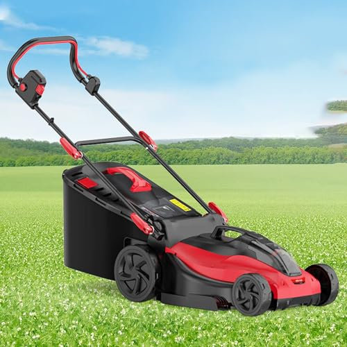 WaaYb Cordless Lawn Mower, 4.0Ah Lithium-Ion Battery powered Electric Lawnmower, Brushless Motor, 42cm Cutting Width, 50L Grass Box, 20-70cm Cutting Heights Dual Battery