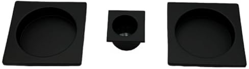 Kit Quadrato Cieco per Porte Scorrevoli Senza Serratura – Zama, Foro Ø48mm, 2 Vaschette + Ditale di Trascinamento – Design Moderno, Facile Installazione, Resistente e Funzionale (Nero)