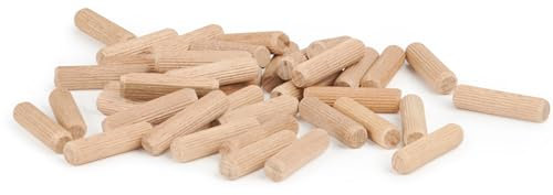 Tacos de madera de 1 kg – 8 x 40 mm (~ 600 unidades) | tacos de madera estriada | tacos de madera maciza de haya en cartón robusto, ideal para escariadora y tacos maestros