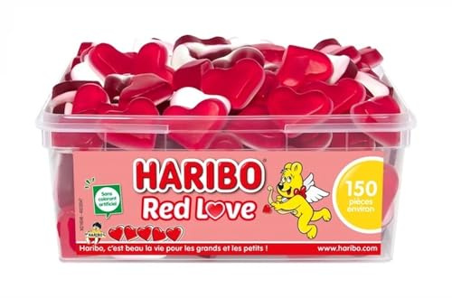 HARIBO - Red Love - Bonbons Fruités - Sans Colorants Artificiels - Boîte De 150 Bonbons