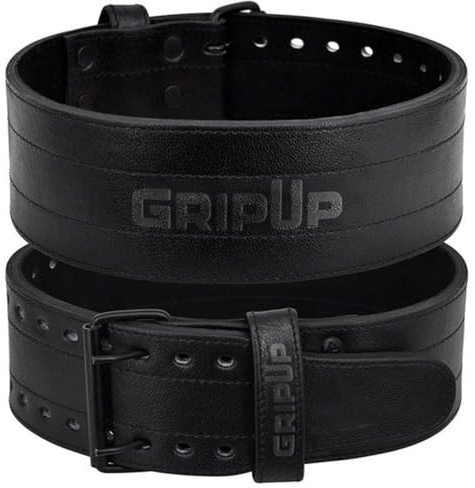 GripUp Powerlifting Gürtel 10mm Dickes Echtleder 4” Gewichthebergürtel – Schwerlast Gewichtheben Gürtel für Fitness, Crossfit, Kniebeugen, Kreuzheben & Bodybuilding – Männer & Frauen (Schwarz, S)