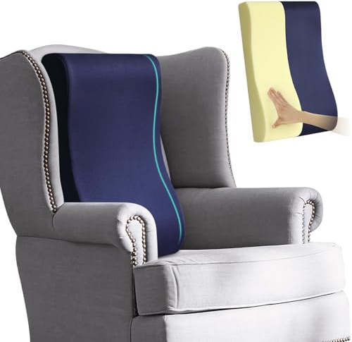 HAVARGO 2-in-1 Neck Pillow Lumbar Support Pillow for Recliner Couch& Glider Chair - High Resilient Foam Ergonomic Back Support for High-Back Rocking Chairs, Glider Rocker Replacement Cushions Navy M
