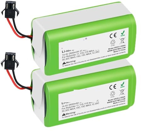 BLIRBAMD Accesorios De Repuesto 2 Baterías De Repuesto De Iones De Litio De 14,4 V Y 2600 MAh, Compatibles con Aspiradoras Conga 990, 950, 1090, 1790 Y 1990.